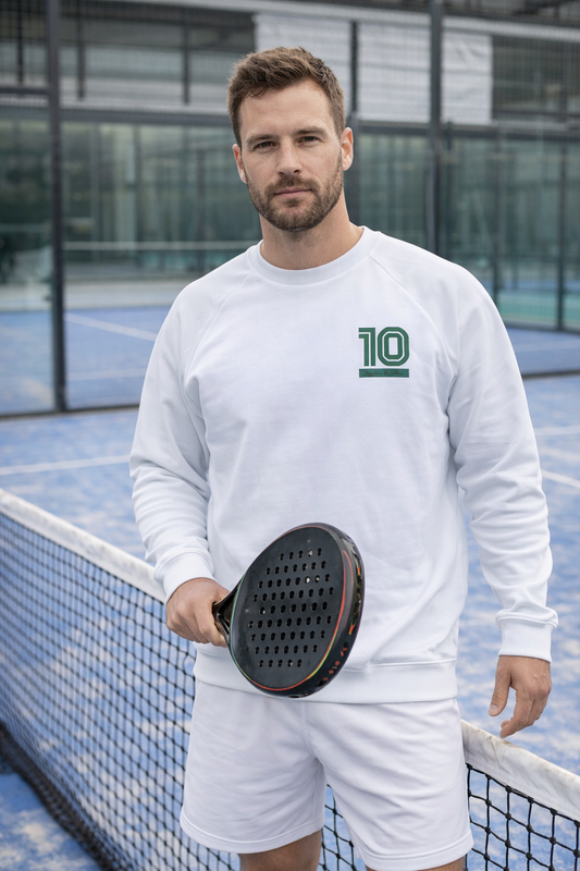 Padel LifeStyle Set Heren Pants en Sweater White "Be a Number Ten" Green