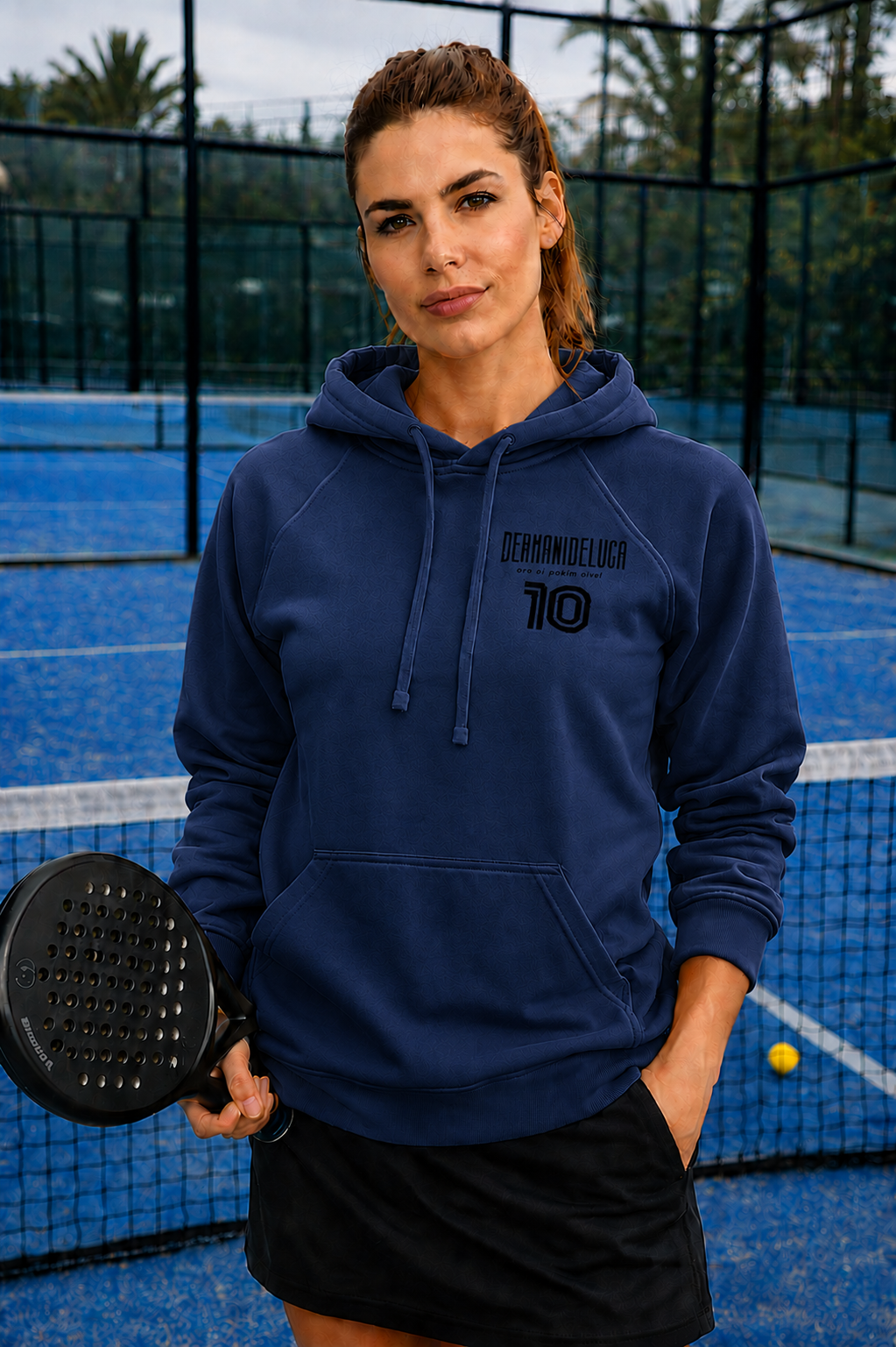 Padel Katoenen Hoodie Ladies - La Pista ( black label ) Be a Number Ten