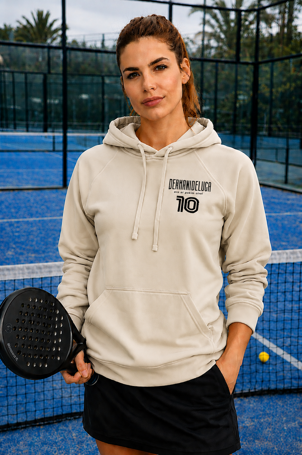 Padel Katoenen Hoodie Ladies - La Pista ( black label ) Be a Number Ten