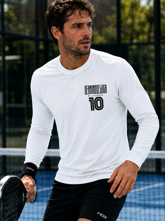 Padel Recycled Longsleeve Wedstrijdshirt - La Camiseta ( black label ) Be a Number Ten